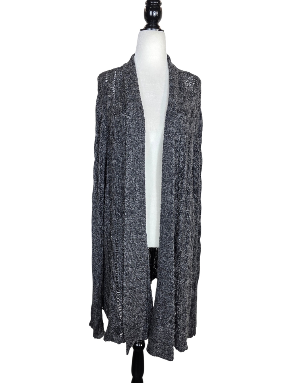 Sarah Pacini Cotton & Royal Baby Alpaca Mid-length Open-Front Cable Cardigan